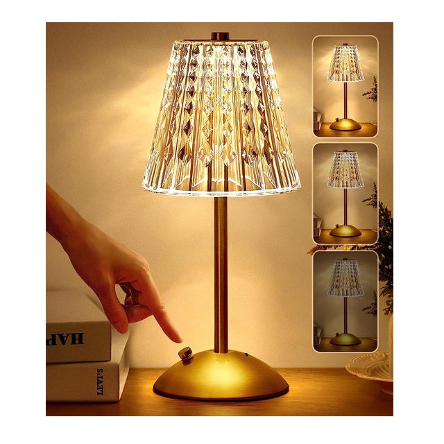 Pinakin Life Wireless Table Lamp, 3 Colours, LED Table Lamp, Battery, 10-Way Dimmable, Vintage, Touch Lamp