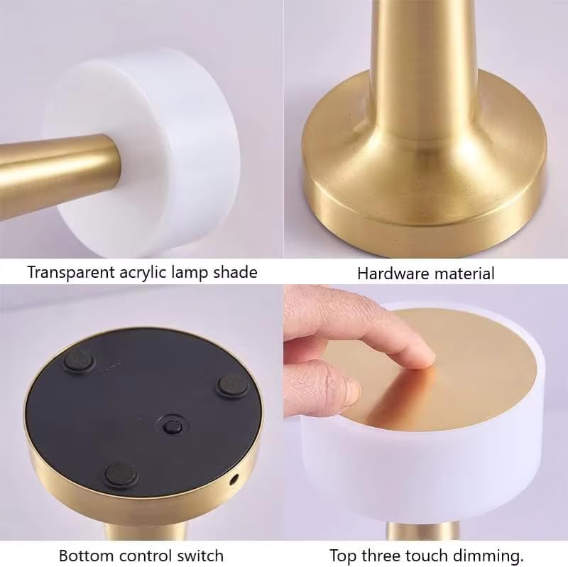 Cordless Touch Table Lamp – Rechargeable LED Lamp with 3-Dimmable Light, Battery Operated Lamp for Bedroom, Restaurant & Home Décor