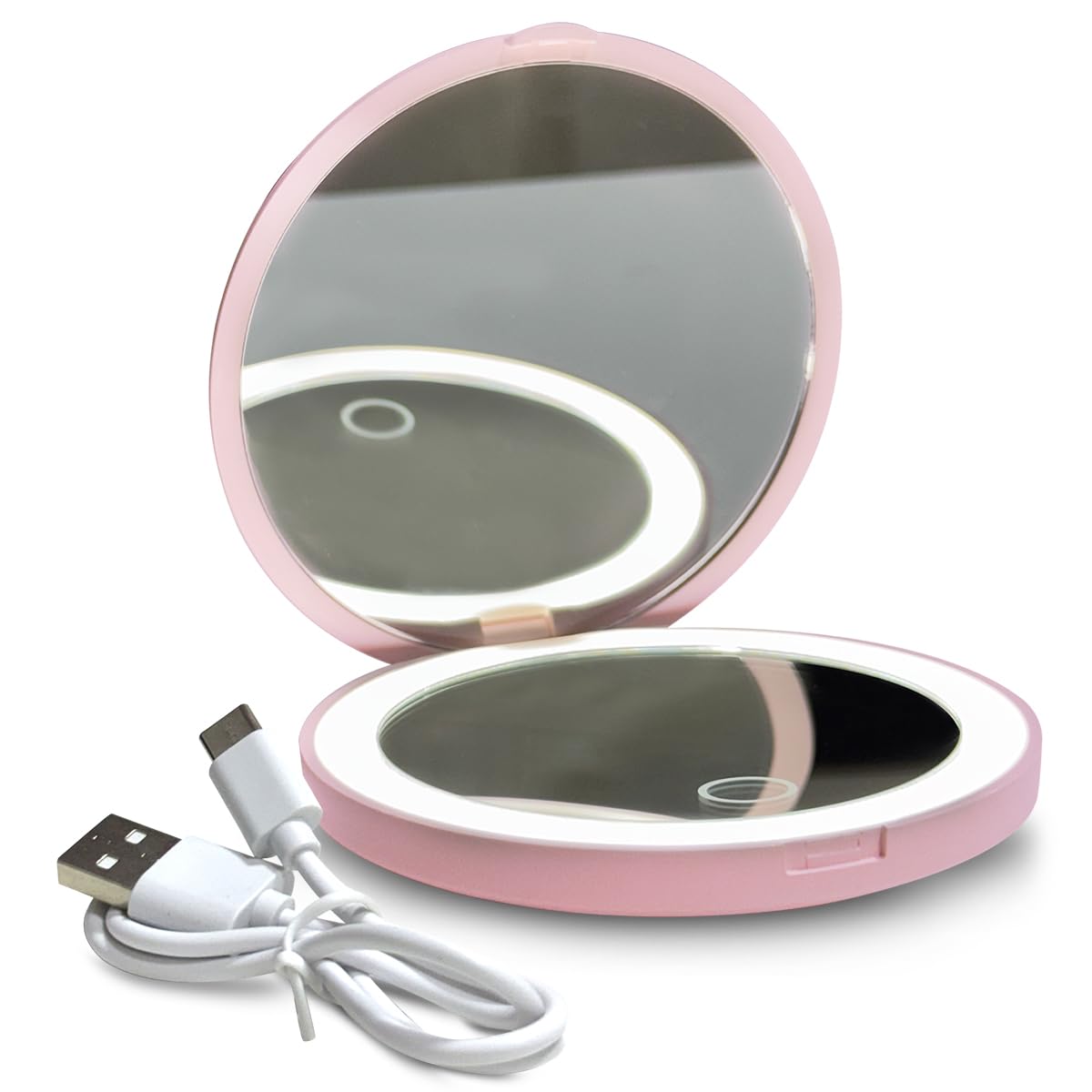 Pink Compact Mirror with Light, 1X/3X Magnification LED Pocket Mirror