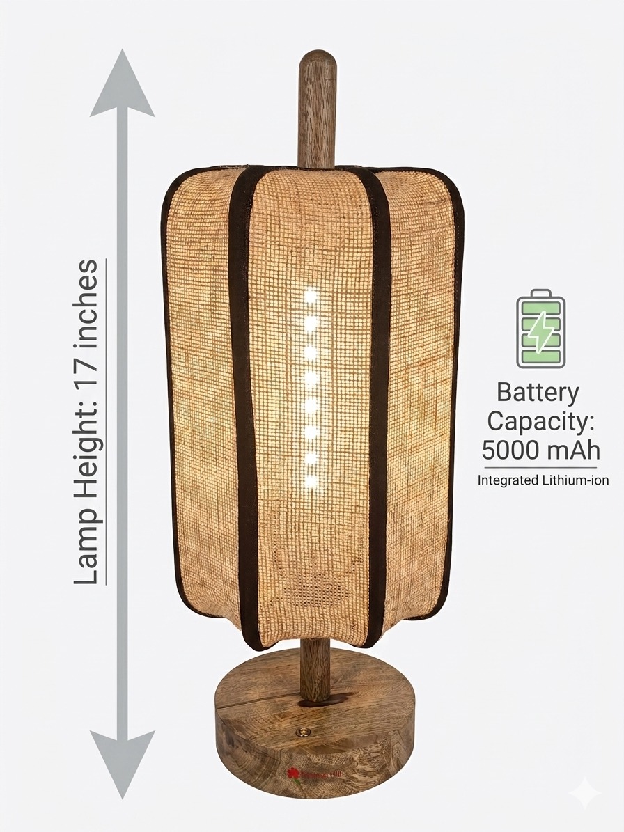 Fabric Cylinder Wood Lamp