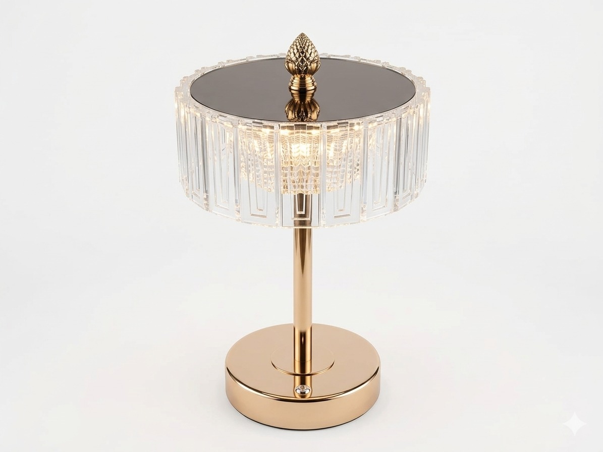 Gold Crystal Drum Lamp