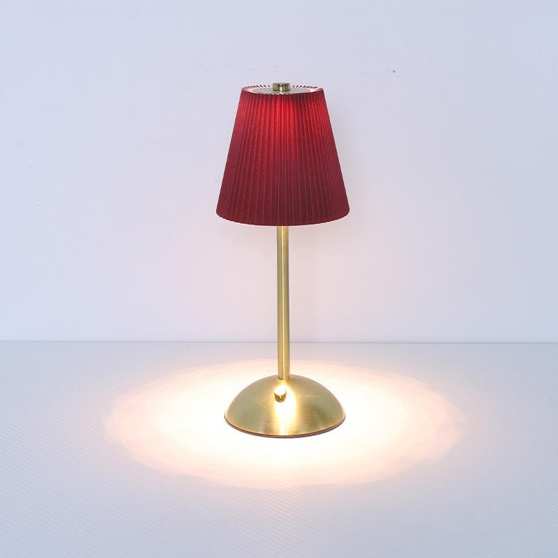 Burgundy Pleated Lamp