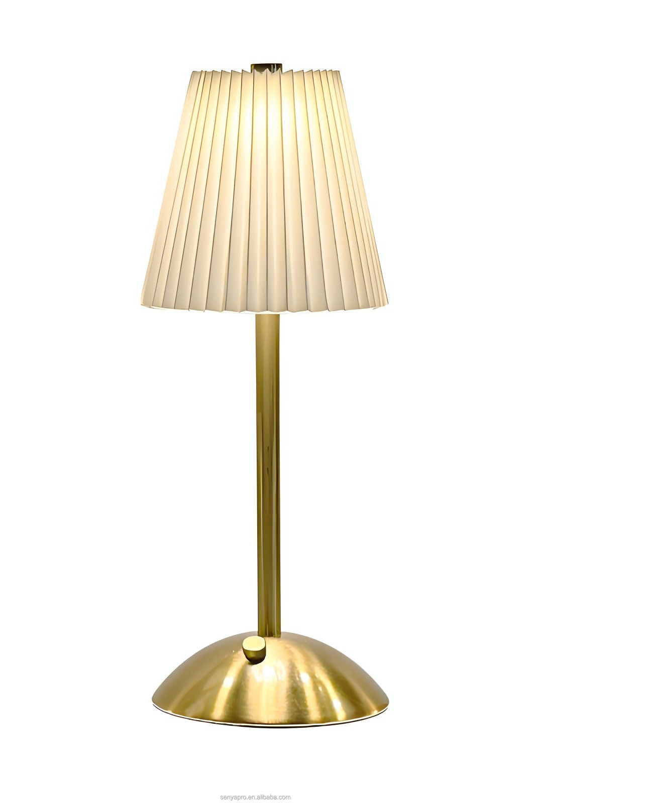 Cream Pleated Gold Lamp