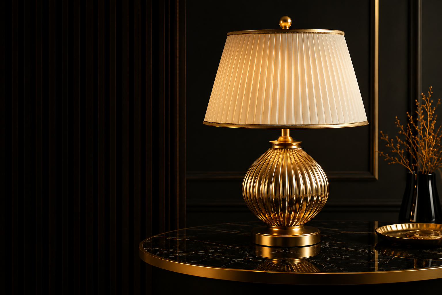 Pleated Luxury, Gold Accents